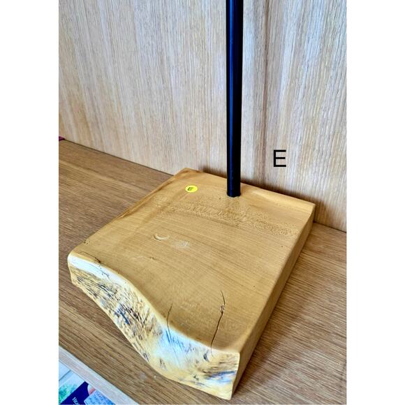 “E” Custom Steel & Wood Retail Display Stand LIVE edge– Adjustable Height - Picture 3 of 7